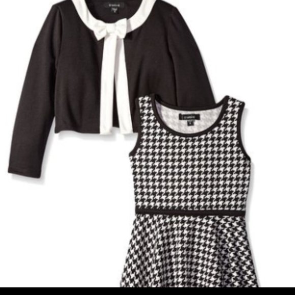 GIRLS BLACK AND WHITE HOUNDSTOOTH PAGEANT INTERVIEW DRESS SUIT NWT - Picture 2 of 5